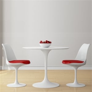 Aron Living Rose 36&quot Fiberglass Dining Table & Set of 2 Chairs in Red