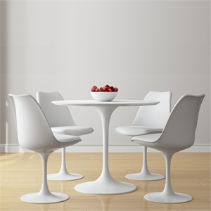 Aron Living Rose 36&quot Fiberglass Dining Table & Set of 4 Chairs in White