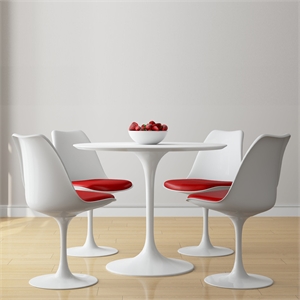 Aron Living Rose 36&quot Fiberglass Dining Table & Set of 4 Chairs in Red