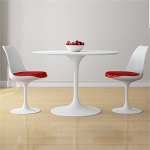Aron Living Rose 42&quot Fiberglass Dining Table & Set of 2 Chairs in White