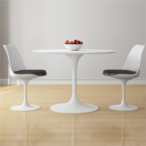 Aron Living Rose 42&quot Fiberglass Dining Table & Set of 2 Chairs in Black