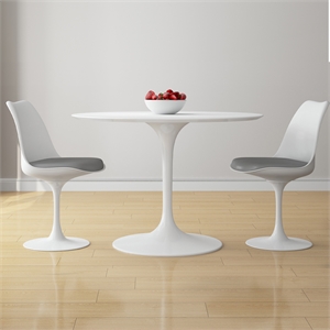 Aron Living Rose 42&quot Fiberglass Dining Table & Set of 2 Chairs in Gray