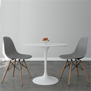 Aron Living Rose 36&quot Fiberglass Dining Table & Set of 2 Plastic Chairs in Gray