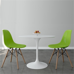 Aron Living Rose 36&quot Fiberglass Dining Table & Set of 2 Plastic Chairs in Green