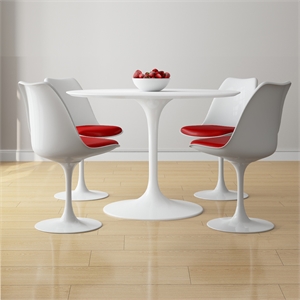 Aron Living Rose 42&quot Fiberglass Dining Table & Set of 4 Chairs in Red