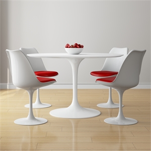 Aron Living Rose 48&quot Fiberglass Dining Table & Set of 4 Chairs in Red