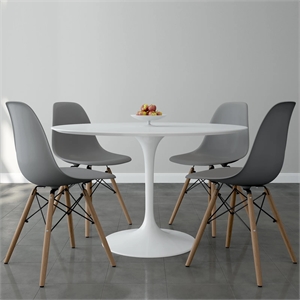 Aron Living Rose 48&quot Fiberglass Dining Table & Set of 4 Plastic Chairs in Gray