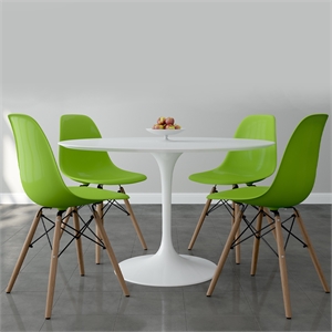 Aron Living Rose 48&quot Fiberglass Dining Table & Set of 4 Plastic Chairs in Green