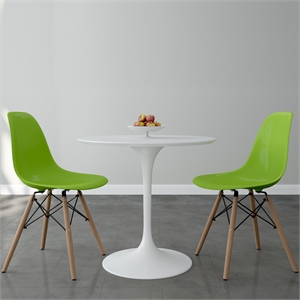 Aron Living Rose 32&quot Fiberglass Dining Table & Set of 2 Plastic Chairs in Green