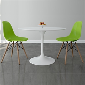 Aron Living Rose 42&quot Fiberglass Dining Table & Set of 2 Plastic Chairs in Green