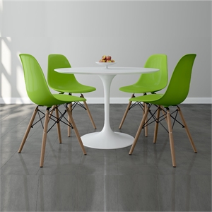 Aron Living Rose 42&quot Fiberglass Dining Table & Set of 4 Plastic Chairs in Green