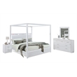 Bella Esprit 4-piece Wood Canopy Queen Bedroom Set with LED Lighting in White
