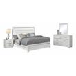 Bella Esprit 4-piece Wood/Faux Leather Bedroom Set with LED Lighting in White