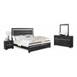 Bella Esprit 4-piece Wood/Faux Leather Bedroom Set with LED Lighting in Black