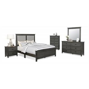 Bella Esprit 5-piece Contemporary Solid Wood Panel Bedroom Set in Gray