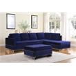 Bella Esprit Velvet Fabric Reversible Sectional with Storage Ottoman in Blue