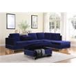 Bella Esprit Velvet Fabric Reversible Sectional with Storage Ottoman in Blue