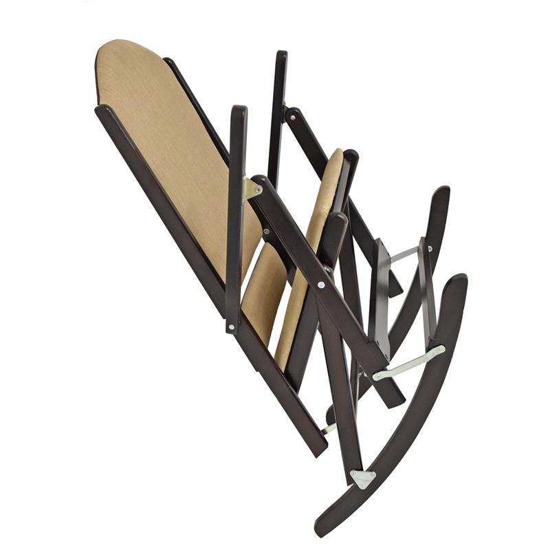 Bella Esprit Traditional Solid Wood and Fabric Folding Rocking Chair in Espresso