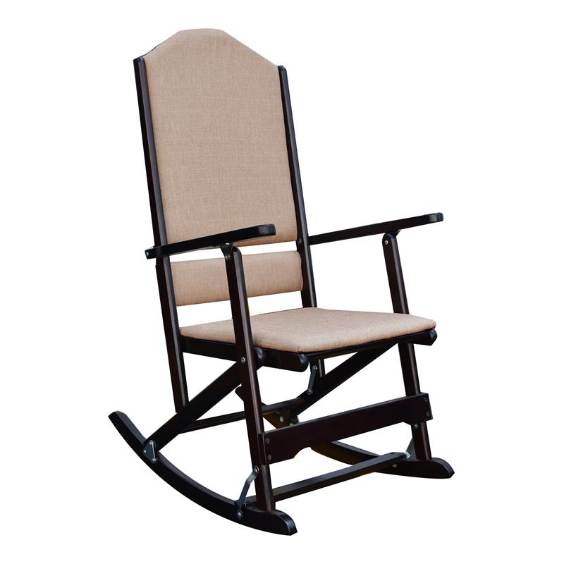 Bella Esprit Traditional Solid Wood and Fabric Folding Rocking Chair in Espresso