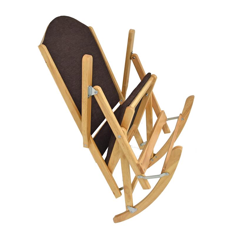 Bella Esprit Traditional Solid Wood and Fabric Folding Rocking Chair in Oak