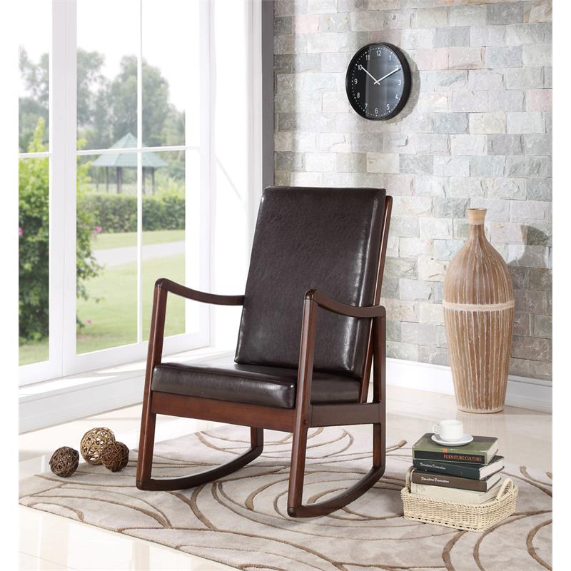 Bella Esprit Transitional Wood Rocking Chair with Cushion in Espresso