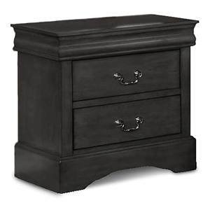 bella esprit louis 2-drawer traditional solid wood nightstand in charcoal
