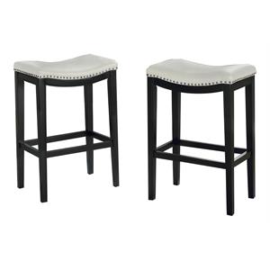 Bella Esprit 29&quot Bar Height Wood Saddle Stools in Black/White (Set of 2)