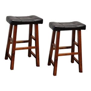 Bella Esprit 29&quot Bar Height Solid Wood Stools in Walnut (Set of 2)