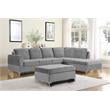 Bella Esprit Velvet Fabric Reversible Sectional with Storage Ottoman in Gray