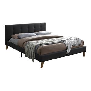 Bella Esprit Solid Wood/ Fabric Tufted Upholstered Queen Bed in Gray
