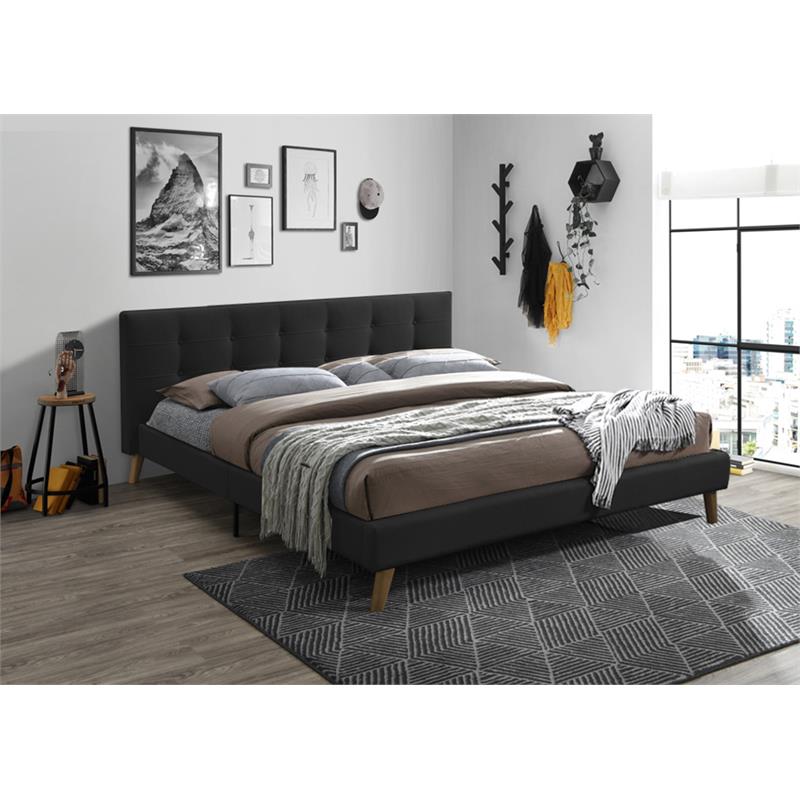 Bella Esprit Solid Wood/ Fabric Tufted Upholstered King Bed in Gray