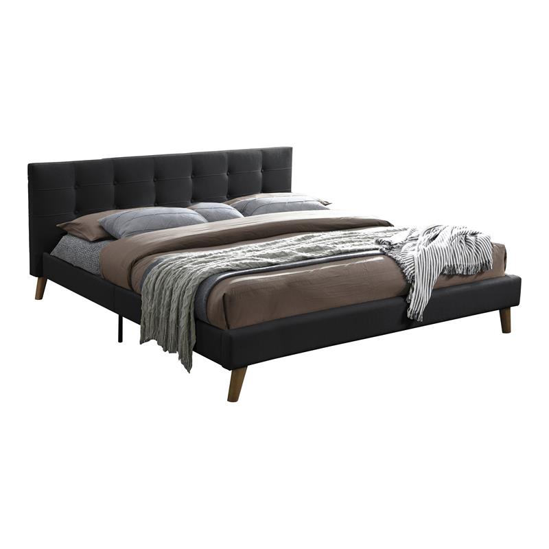 Bella Esprit Solid Wood/ Fabric Tufted Upholstered King Bed in Gray