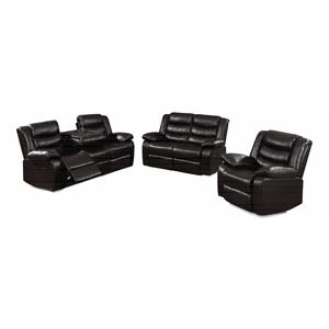 Bella Esprit 3-piece Faux Leather Motion Reclining Living Room Set in Black