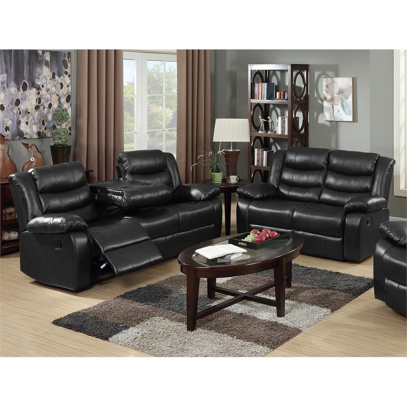 Bella Esprit 2-piece Faux Leather Motion Reclining Living Room Set in Black