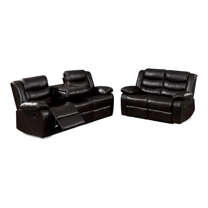 Bella Esprit 2-piece Faux Leather Motion Reclining Living Room Set in Black