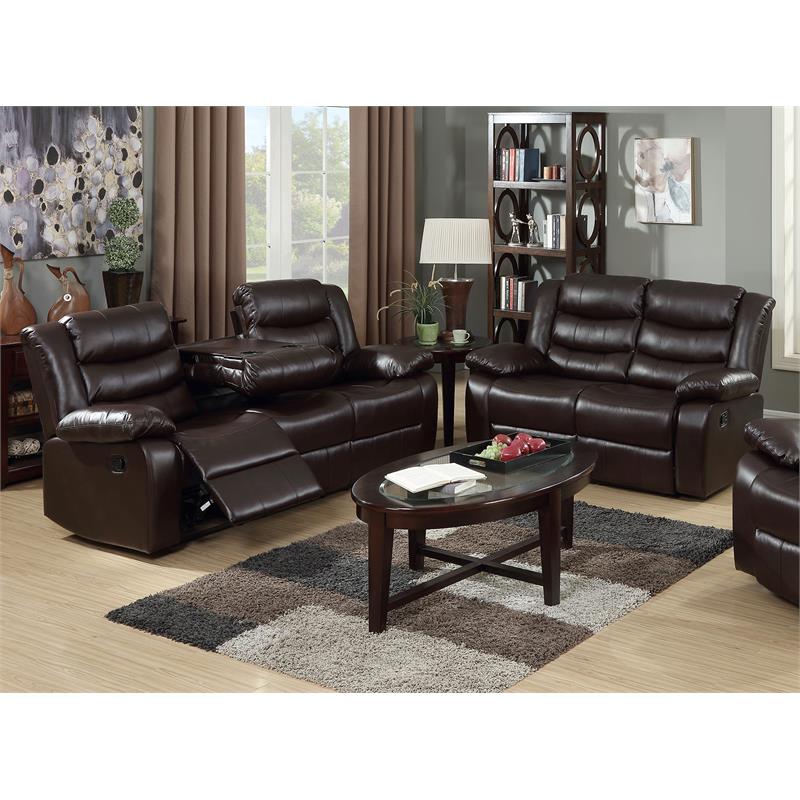 Bella Esprit 2-piece Faux Leather Motion Reclining Living Room Set in Espresso