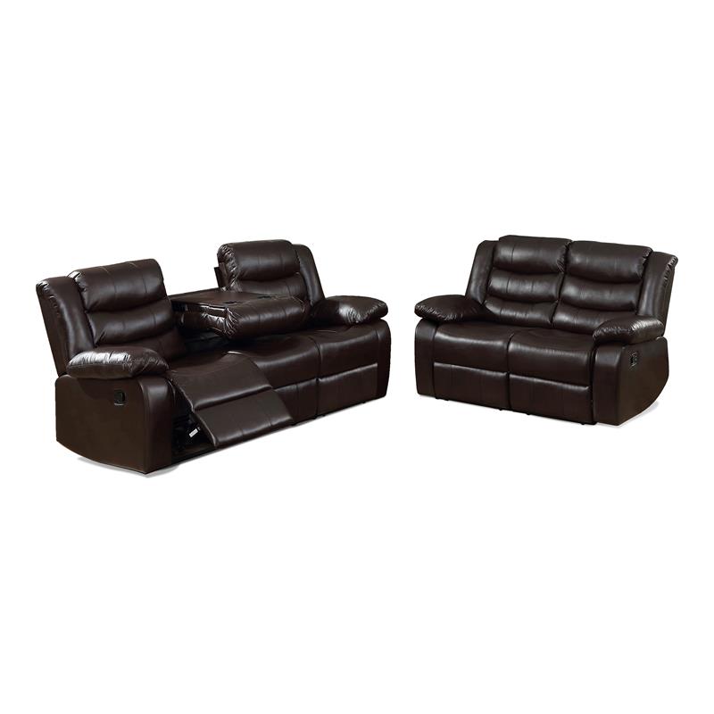 Bella Esprit 2-piece Faux Leather Motion Reclining Living Room Set in Espresso