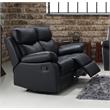 Bella Esprit 2-piece Solid Wood and Genuine Leather Match Sofa Set in Black