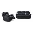 Bella Esprit 2-piece Solid Wood and Genuine Leather Match Sofa Set in Black