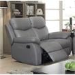 Bella Esprit 2-piece Solid Wood and Genuine Leather Match Sofa Set in Gray
