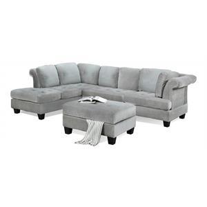 Bella Esprit Fabric Reversible Sectional with Storage Ottoman in Gray