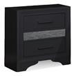 Bella Esprit Aurora 2-Drawer Traditional Solid Wood Nightstand in Black/Silver