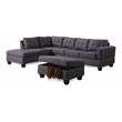Bella Esprit Woven Fabric Reversible Sectional with Storage Ottoman in Dark Gray