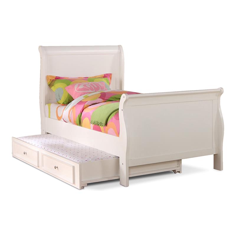 Bella Esprit Solid Wood Twin Sleigh Bed with Twin Trundle in White
