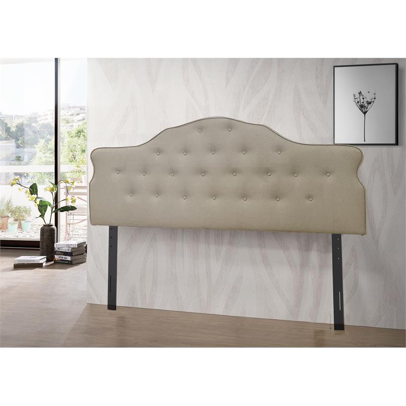 Bella Esprit Modern Fabric Arched Upholstered Panel King Headboard in Beige