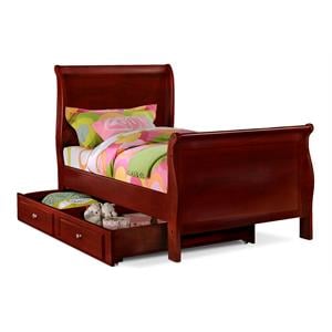 Bella Esprit Solid Wood Twin Sleigh Bed with Twin Trundle in Cherry