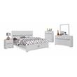 Bella Esprit 5-piece Contemporary Solid Wood Queen Bedroom Set in White/Silver
