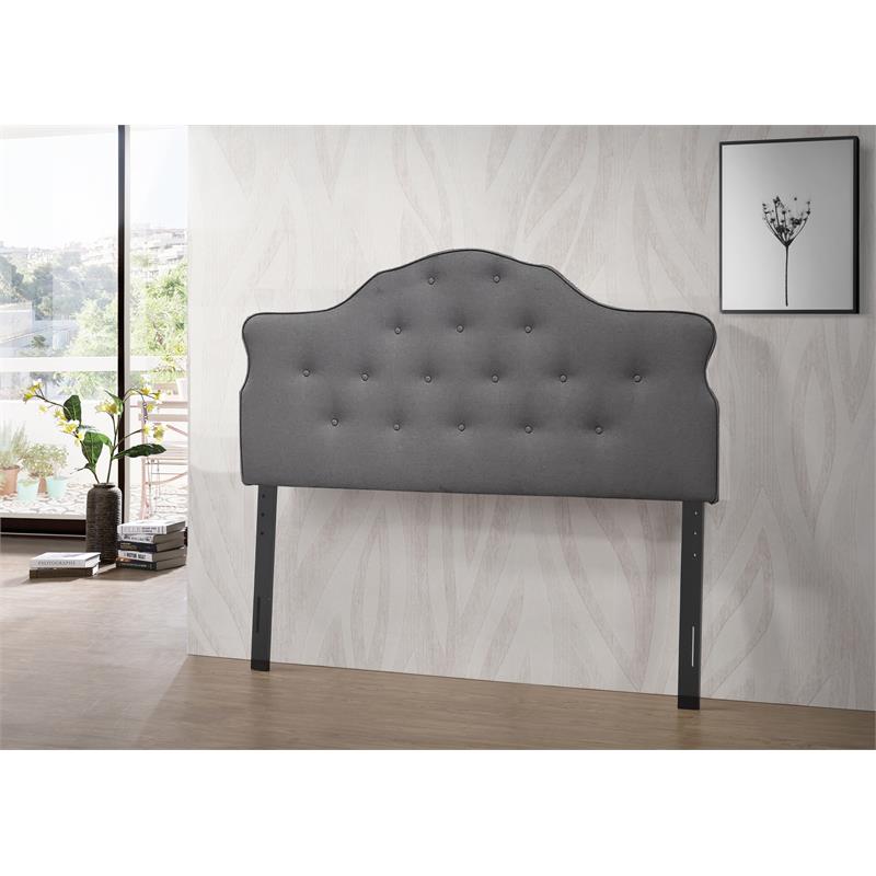 Bella Esprit Modern Fabric Arched Upholstered Panel Queen Headboard in Gray