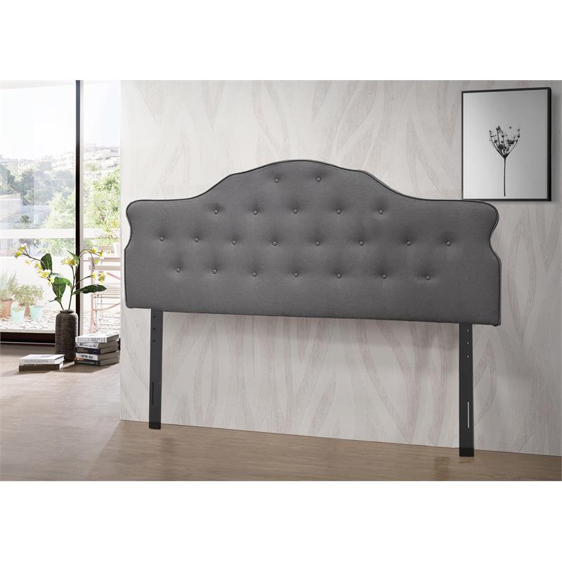 Bella Esprit Modern Fabric Arched Upholstered Panel King Headboard in Gray