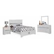 Bella Esprit 4-piece Contemporary Solid Wood Full Bedroom Set in White/Silver